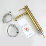 Load image into Gallery viewer, LUCID PIN Series Round Brushed Brass Tall Basin Mixer