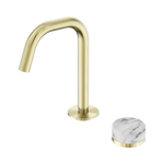 Load image into Gallery viewer, Serenity Progressive Basin Mixer Edge Spout With Arabescato Corchia Handle Brushed Gold