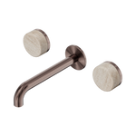 Load image into Gallery viewer, Serenity Wall Basin Set 220mm Spout With Rome Travertine Handle Brushed Bronze