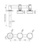 Load image into Gallery viewer, Serenity Wall Basin Set 185mm Offset Spout With Rome Travertine Handle Gun Metal