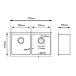 Load image into Gallery viewer, Round Corner Dark Grey Stainless Steel Handmade Double Bowl Kitchen Sink 770*450*215mm(with dark grey waste)