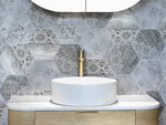 Load image into Gallery viewer, Marlo Round 400x400x125 Matte White Fluted Basin