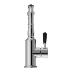 Load image into Gallery viewer, YORK BASIN MIXER HOOK SPOUT WITH BLACK PORCELAIN LEVER CHROME