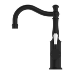 Load image into Gallery viewer, YORK BASIN MIXER HOOK SPOUT WITH WHITE PORCELAIN LEVER MATTE BLACK