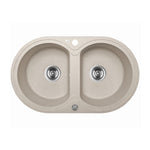 Load image into Gallery viewer, Laveo Dafne Beige Granite Double Bowl Stone Kitchen Sink 470*780*204mm(including Space Saving Siphon and Click-clack Plug)