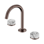 Load image into Gallery viewer, Serenity Basin Set Arc Spout With Arabescato Corchia Handle Brushed Bronze