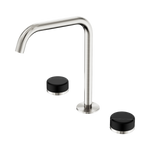 Load image into Gallery viewer, Serenity Bath/Kitchen Set Edge Spout With Marquina Black Handle Brushed Nickel