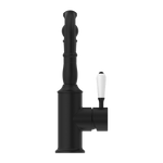 Load image into Gallery viewer, YORK BASIN MIXER HOOK SPOUT WITH WHITE PORCELAIN LEVER MATTE BLACK