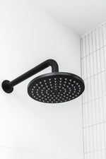 Load image into Gallery viewer, Round Wall Shower Curved Arm 400mm - Matte Black
