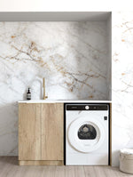 Load image into Gallery viewer, Byron/Bondi Natural Oak Base Laundry Cabinet with 1300mm Natural Carrara Marble Top