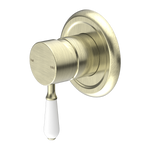 Load image into Gallery viewer, YORK SHOWER MIXER WITH WHITE PORCELAIN LEVER AGED BRASS