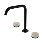 Load image into Gallery viewer, Serenity Bath/Kitchen Set Edge Spout With Rome Travertine Handle Matte Black