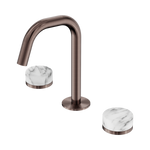 Load image into Gallery viewer, Serenity Basin Set Edge Spout With Arabescato Corchia Handle Brushed Bronze