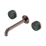 Load image into Gallery viewer, Serenity Wall Basin Set 220mm Spout With Verde Alpi Handle Brushed Bronze