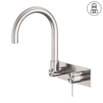 Load image into Gallery viewer, MECCA WALL BASIN/BATH MIXER SWIVEL SPOUT BRUSHED NICKEL