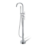Load image into Gallery viewer, Round Chrome Freestanding Bath Mixer With Handheld Shower
