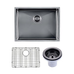 Load image into Gallery viewer, Round Corner Stainless Steel Gun Metal Grey PVD Coating Single Bowl Kitchen Sink(with Bottom Tray) 600*450*230mm