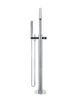 Load image into Gallery viewer, Round Pinless Freestanding Bath Spout and Hand Shower - Polished Chrome