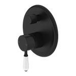 Load image into Gallery viewer, YORK SHOWER MIXER WITH DIVERTOR WITH WHITE PORCELAIN LEVER MATTE BLACK