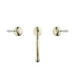 Load image into Gallery viewer, YORK BASIN SET WITH WHITE PORCELAIN LEVER AGED BRASS