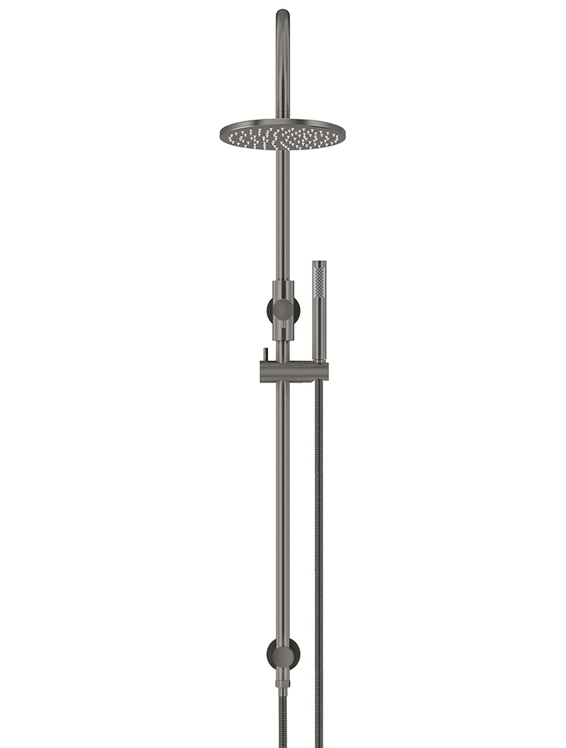 200mm Round Overhead Shower Set, Single Function Hand Shower - Shadow Gunmetal