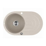 Load image into Gallery viewer, Laveo Dafne Beige Granite Single Bowl with Drain Board Stone Kitchen Sink 470*780*204mm(including Space Saving Siphon and Click-clack Plug)
