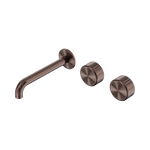 Load image into Gallery viewer, Serenity Wall Basin Set 160mm Offset Spout With Metal Handle Brushed Bronze