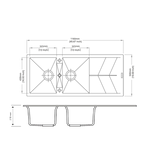 Load image into Gallery viewer, Whie Carysil Jazz D-200 Double Bowl with Drain Board Stone Kitchen Sink 1150*500mm