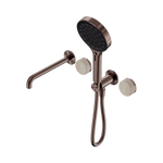 Load image into Gallery viewer, Serenity Progressive Shower System With Spout With Rome Travertine Handle And Serenity Hand Shower Brushed Bronze