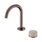 Load image into Gallery viewer, Serenity Progressive Basin Mixer Arc Spout With Rome Travertine Handle Brushed Bronze