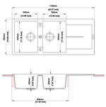 Load image into Gallery viewer, White Carysil Enigma D200 Granite Double Bowl with Drain Board Stone Kitchen Sink 1160*460*200mm