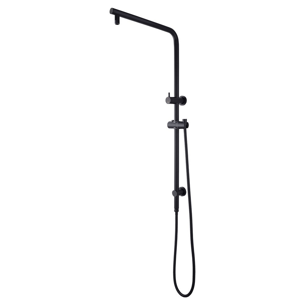 Round Black Shower Station(Right Angle) without Shower Head and Handheld Shower(Stainless Steel Hose)