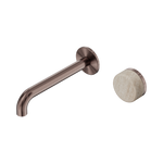 Load image into Gallery viewer, Serenity Progressive Wall Basin Mixer 220mm Spout With Rome Travertine Handle Brushed Bronze