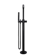 Load image into Gallery viewer, Round Pinless Freestanding Bath Spout and Hand Shower - Matte Black