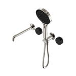 Load image into Gallery viewer, Serenity Progressive Shower System With Spout With Marquina Black Handle And Serenity Hand Shower Brushed Nickel