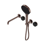 Load image into Gallery viewer, Serenity Progressive Shower System With Spout With Marquina Black Handle And Serenity Hand Shower Brushed Bronze