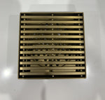 Load image into Gallery viewer, 115*115*30mm Brushed Brass Grill Floor Waste Shower Grate Drain(80mm outlet)
