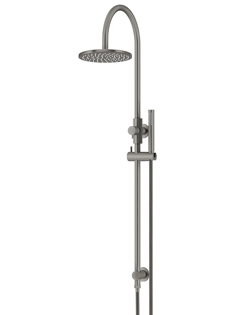 200mm Round Overhead Shower Set, Single Function Hand Shower - Shadow Gunmetal