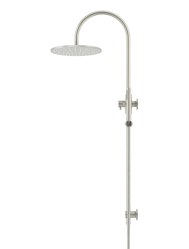 300mm Round Overhead Shower Set, Single Function Hand Shower - PVD Brushed Nickel