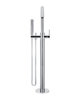 Load image into Gallery viewer, Round Freestanding Bath Spout and Hand Shower - Polished Chrome