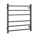 Load image into Gallery viewer, Square Brushed Gun Metal Grey Electric Heated Towel Rack 6 Bars