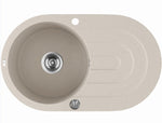 Load image into Gallery viewer, Laveo Dafne Beige Granite Single Bowl with Drain Board Stone Kitchen Sink 470*780*204mm(including Space Saving Siphon and Click-clack Plug)