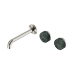 Load image into Gallery viewer, Serenity Wall Basin Set 220mm Offset Spout With Verde Alpi Handle Brushed Nickel