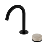 Load image into Gallery viewer, Serenity Progressive Basin Mixer Arc Spout With Rome Travertine Handle Matte Black