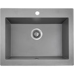 Load image into Gallery viewer, Laveo Komodo Grey Granite Single Bowl Stone Kitchen Sink 490*580*220mm(including Space Saving Siphon and Click-clack Plug)