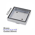 Load image into Gallery viewer, 115*115mm Chrome Brass Tile Insert Floor Drain(90mm Outlet)