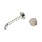 Load image into Gallery viewer, Serenity Progressive Wall Basin Mixer 220mm Spout With Rome Travertine Handle Brushed Nickel