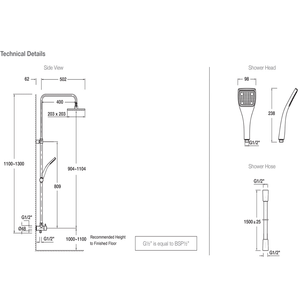 Kohler Rain Duet Renew Column - Square Shower Head Polished Chrome