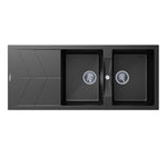 Load image into Gallery viewer, Black Carysil Jazz D-200 Double Bowl with Drain Board Stone Kitchen Sink 1150*500mm