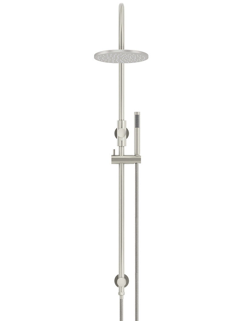 200mm Round Overhead Shower Set, Single Function Hand Shower - PVD Brushed Nickel